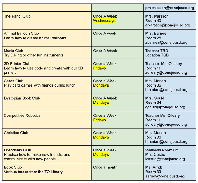 Club Schedule